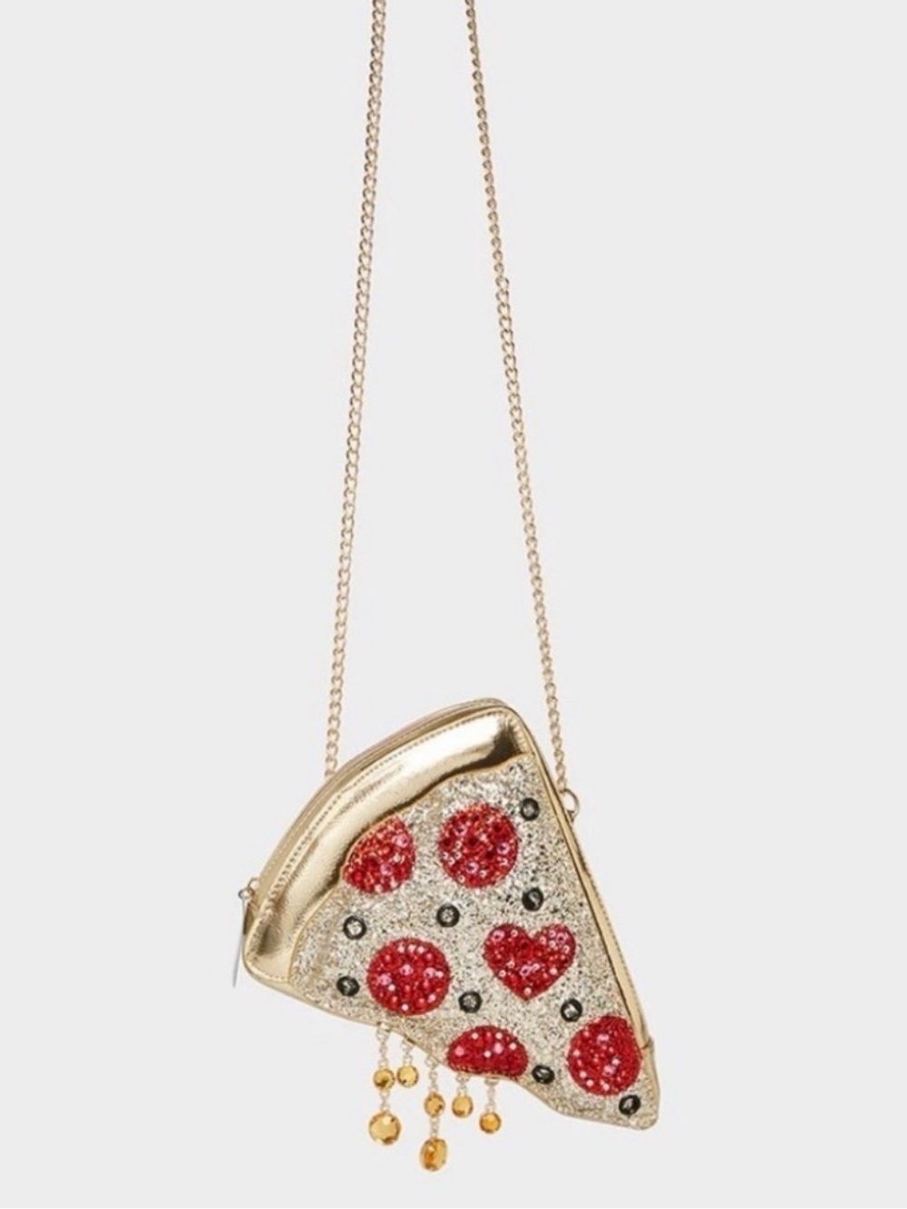 🍕1st Edt. Betsey Johnson Kitsch Pizza bag w hanging cheese & Parmesan zip tab - Picture 2 of 10
